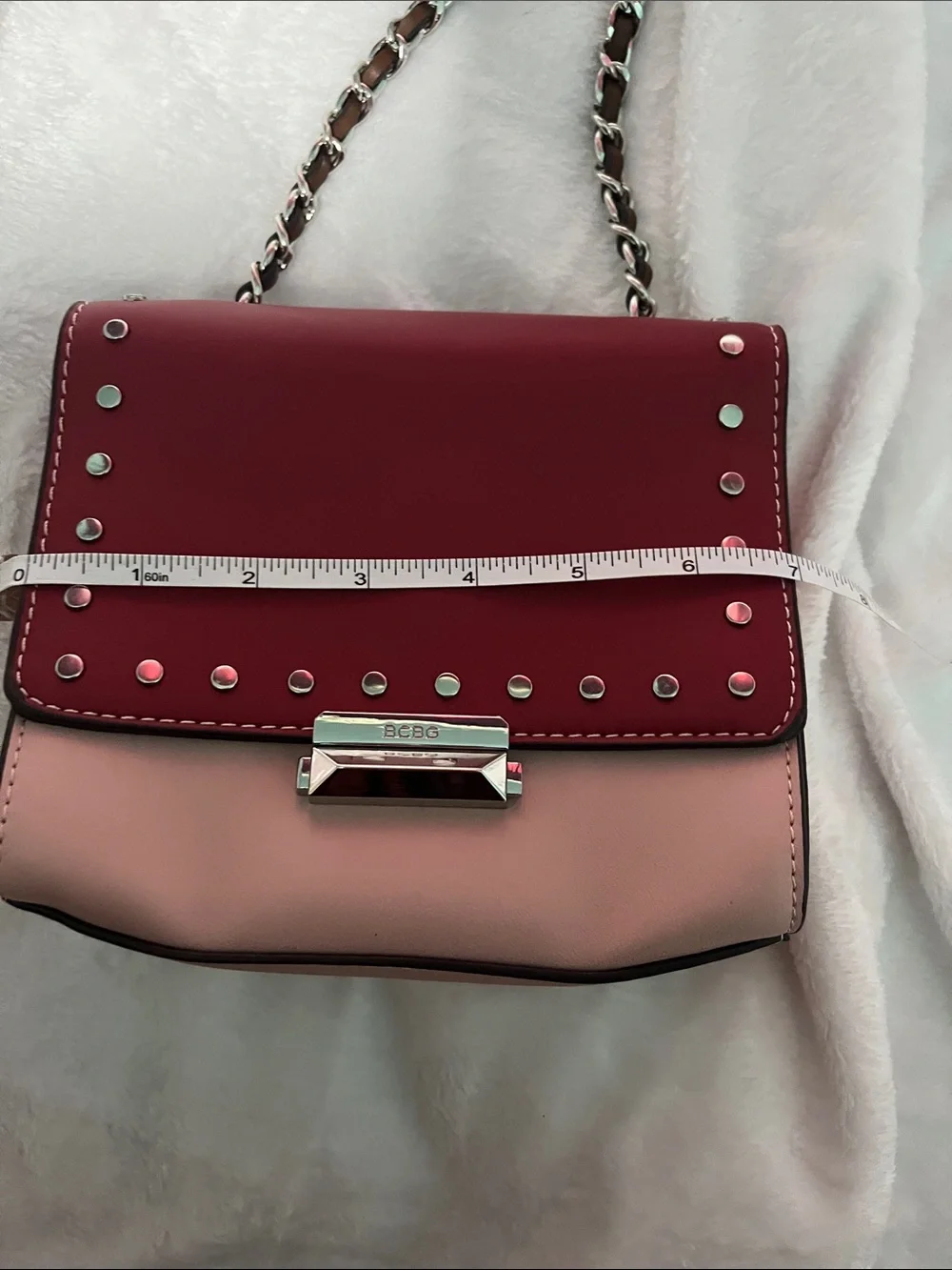 Two-Tone Pink Studded Shoulder Bag